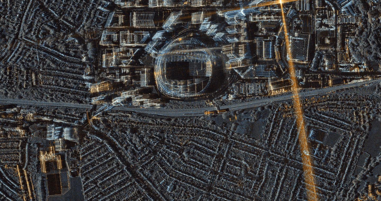 Satellite image of Wembley Stadium